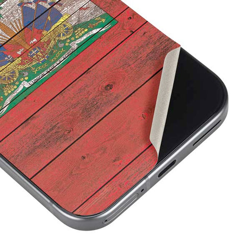 Haiti Flag Dark Wood Google Pixel 9 Pro Skin